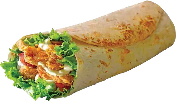 Chicken wrap with crispy chicken, lettuce and sauce