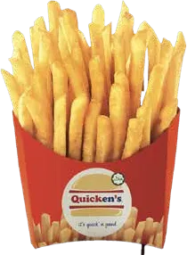 Golden chips in a Quicken’s fries box