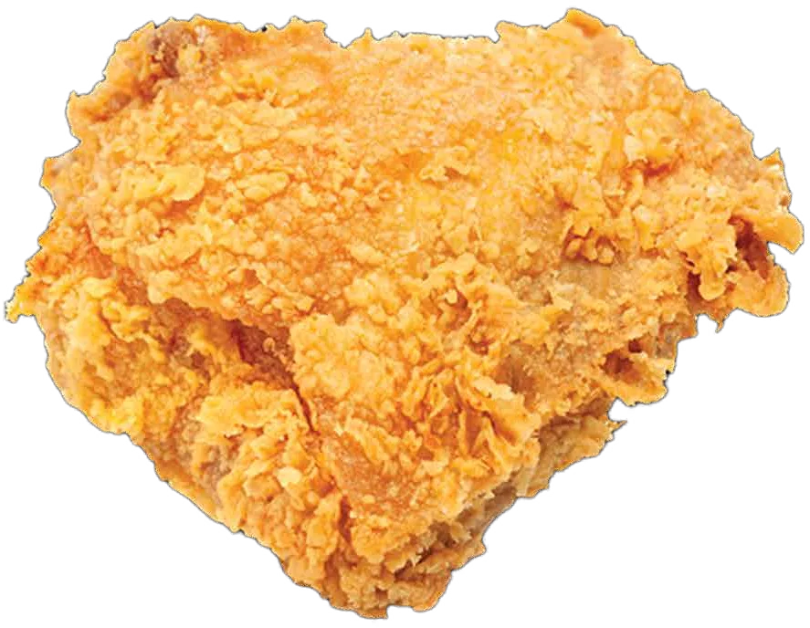 A large piece of crispy fried chicken