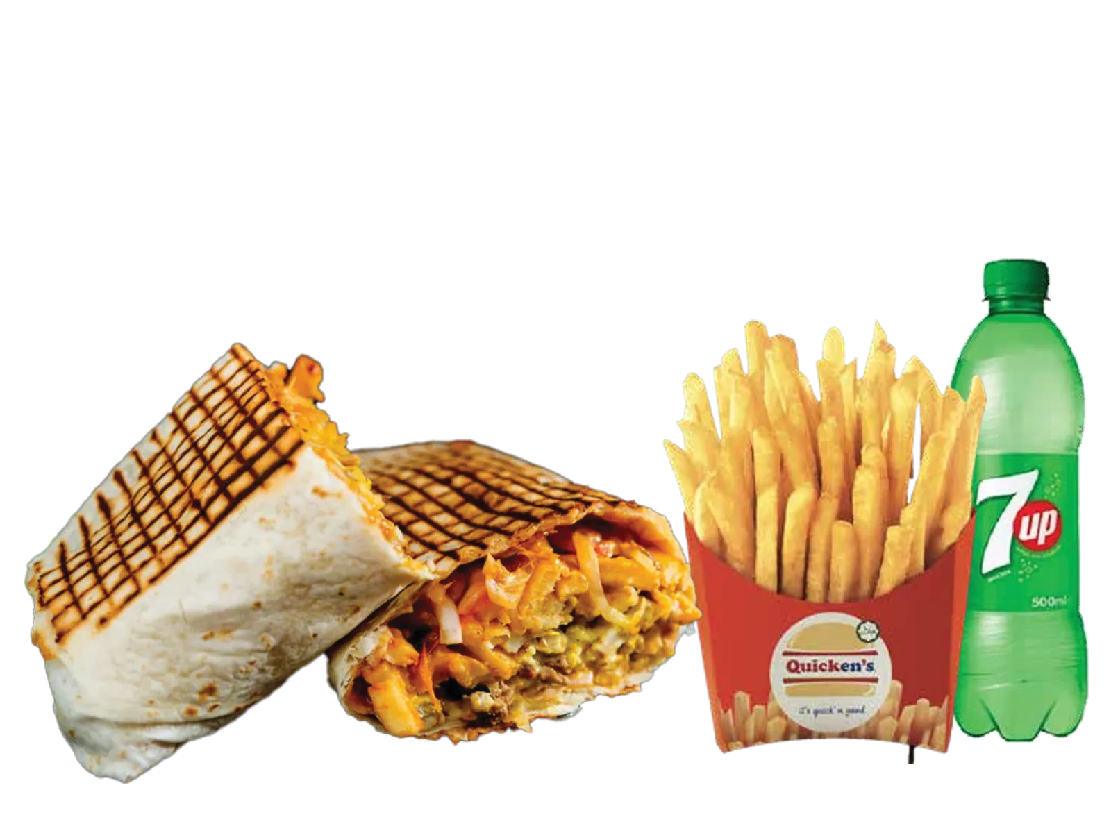 Tacos meal with chips and a soft drink